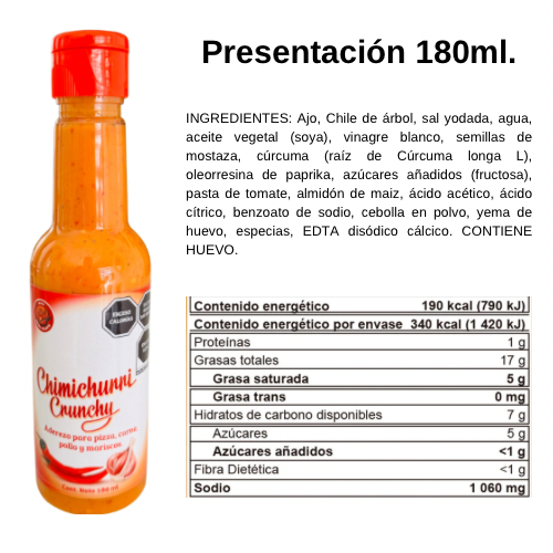 Aderezo tipo Chimichurri Muy Picante Caja con 40 pz / 180 ML ENVIO GRATIS